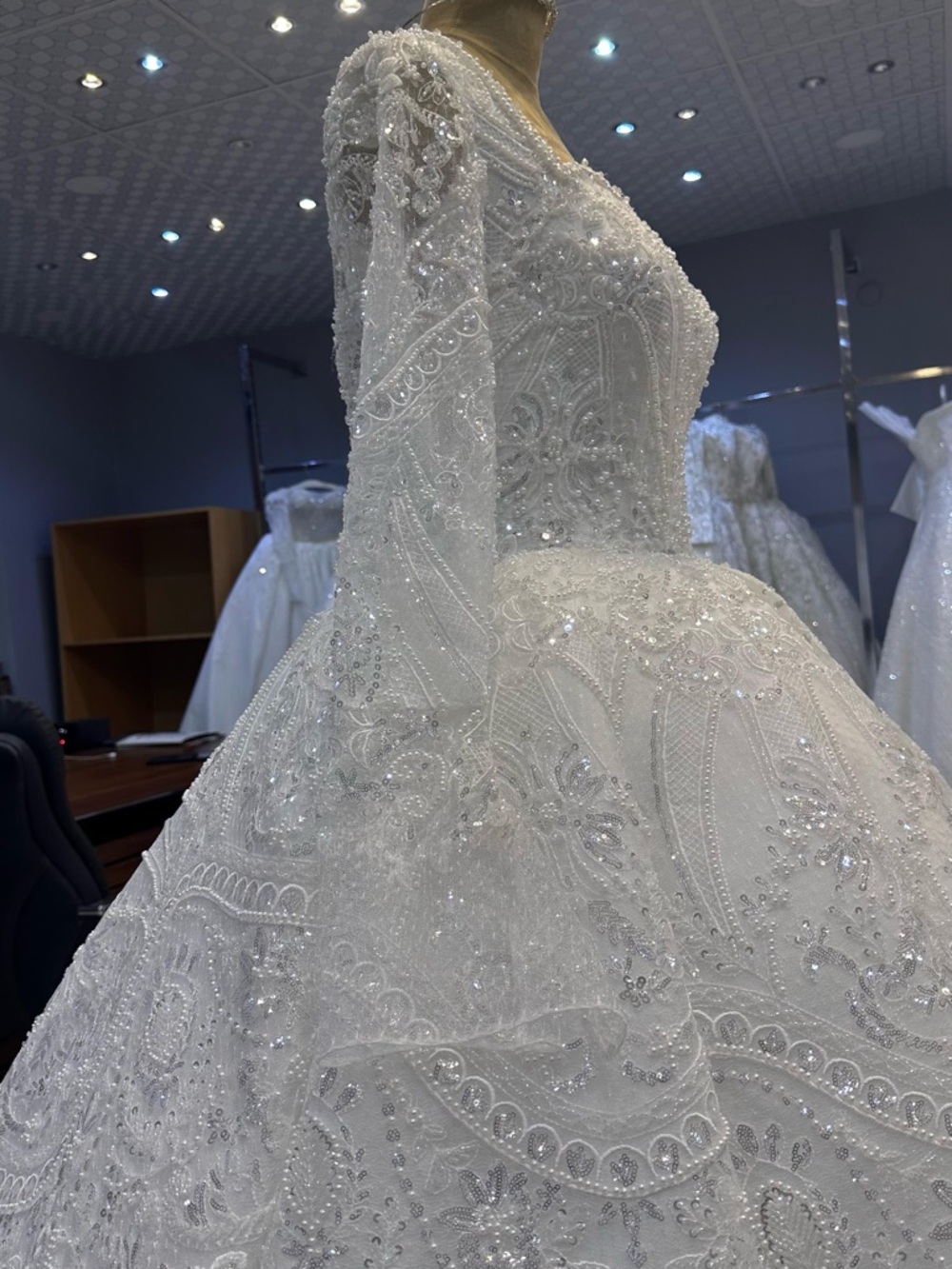 Embellished White Ball Gown Wedding Dress